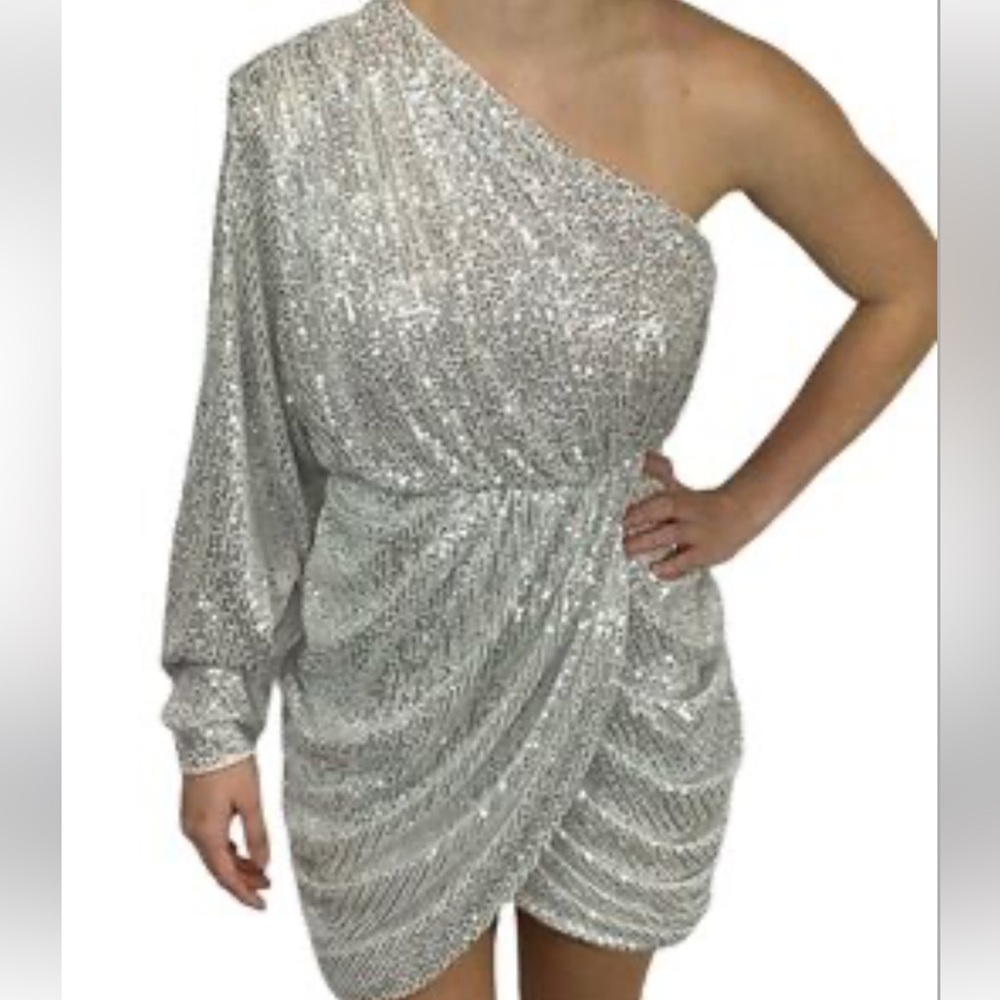 New Year’s Eve sequence one shoulder dress